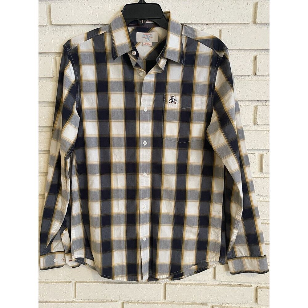 Original PENGUIN '75 Buffalo Check Plaid Shirt Long Sleeved Button Up Sz Small